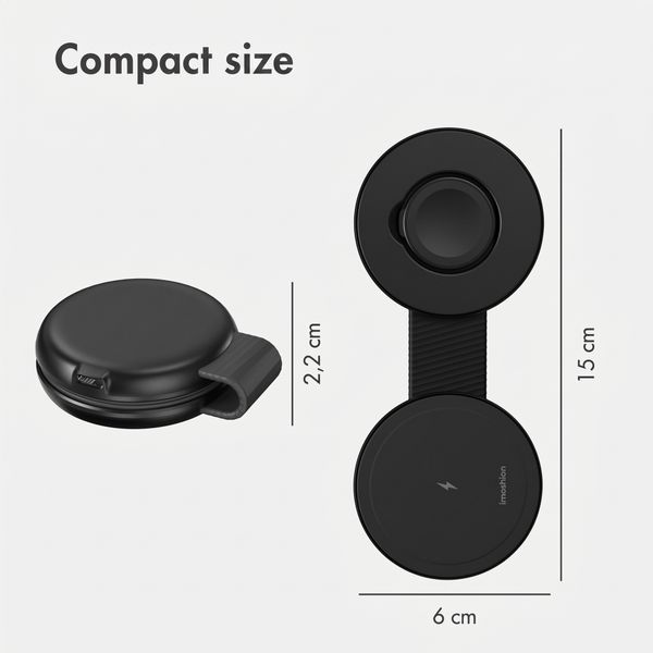 imoshion 2-in-1 Wireless Travel Charger 25W - Smartphone / Earbuds / Samsung Watch - Qi2.2 - Black