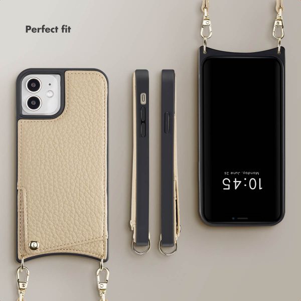 Selencia Nova Phone Case with Cord and Card Holder Apple iPhone 12 (Pro) - Beige