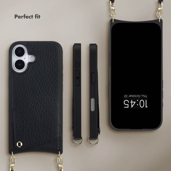 Selencia Nova Phone Case with Cord and Card Holder Apple iPhone 17 - Black