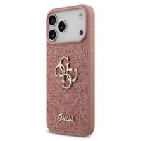 Guess 4G Metal Logo Glitter Backcover Apple iPhone 17 Pro Max - Roze