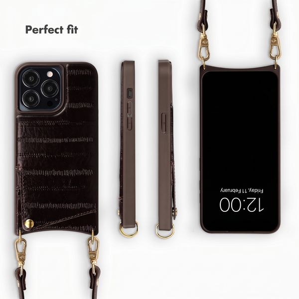 Selencia Nova Real Leather Back Cover with Card Holder Apple iPhone 13 Pro - Dark Chocolate