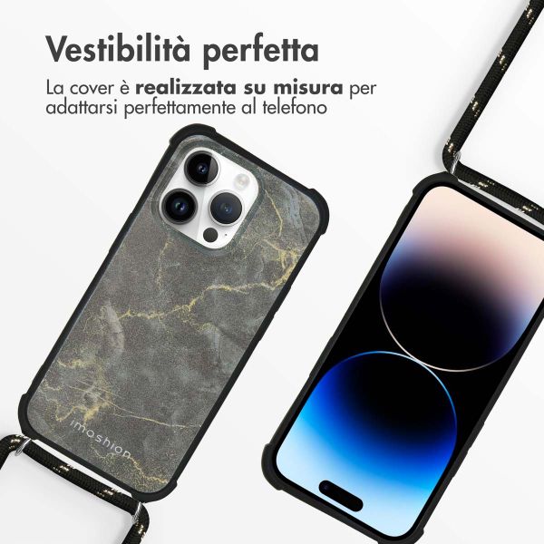 imoshion Design hoesje met koord Apple iPhone 14 Pro - Black Marble