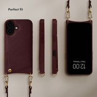 Selencia Nova Phone Case with Cord and Card Holder Apple iPhone 16 - Bold Burgundy