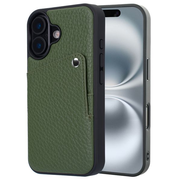 Selencia Riva Backcover met Pashouder Apple iPhone 16 - Sage Green