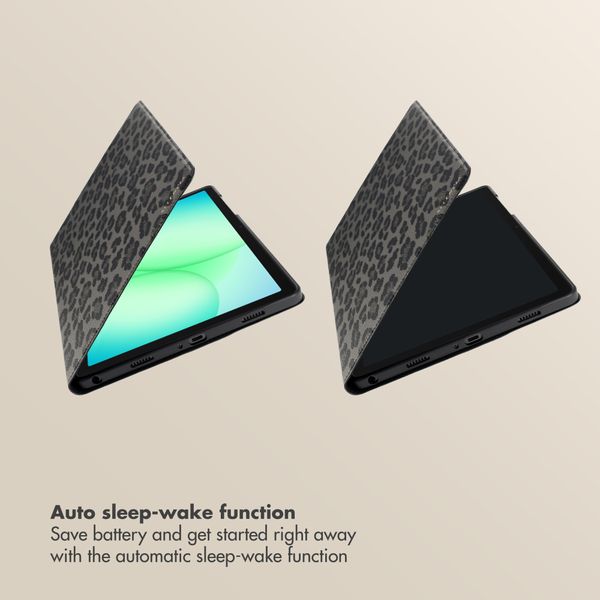 Selencia Sabi Bookcase with Leopard Print Samsung Galaxy Tab A11 Plus - Midnight Black