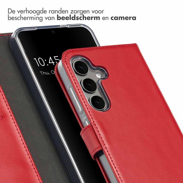 Selencia Echt Lederen Bookcase Samsung Galaxy S25 Plus - Rood