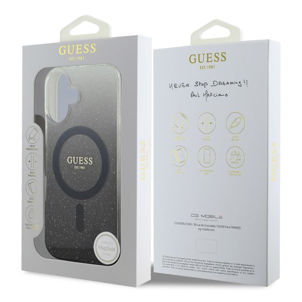 Guess MagSafe IML Glitter Gradient Case iPhone 16 - Black