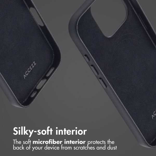 Accezz Leather Back Cover with MagSafe Apple iPhone 16 Pro - Onyx Black
