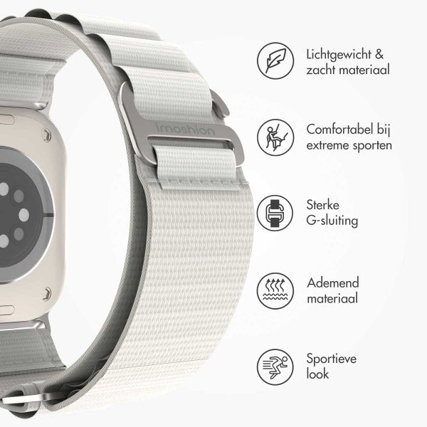 imoshion Nylon Alpine bandje Apple Watch Series 1 t/m 9 / SE (38/40/41 mm) | Series 10 / 11 (42 mm) - Wit