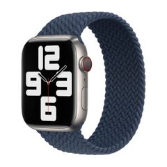 Apple Gevlochten solobandje Apple Watch | 44/45/46/49 mm - Maat 7 - Abyss Blue