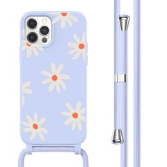 imoshion Siliconen design hoesje met koord Apple iPhone 12 (Pro) - Lila Flower Distance