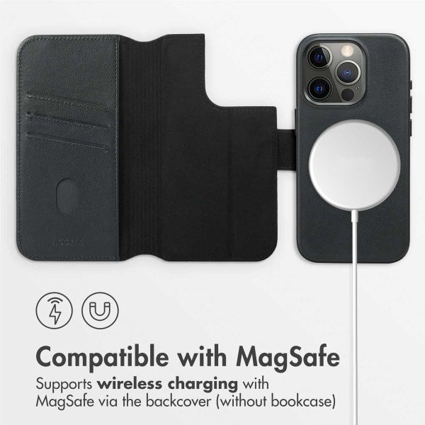 Accezz 2-in-1 Leather Bookcase with MagSafe Apple iPhone 15 Pro - Onyx Black