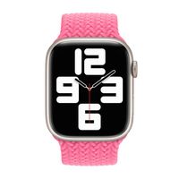 Apple Gevlochten solobandje Apple Watch Series 1 - 9 / SE (38/40/41 mm) | Series 10 / 11 (42 mm) - Maat 4 - Flamingo