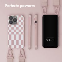 Selencia Siliconen design hoesje met afneembaar koord Apple iPhone 13 Pro - Irregular Check Sand Pink