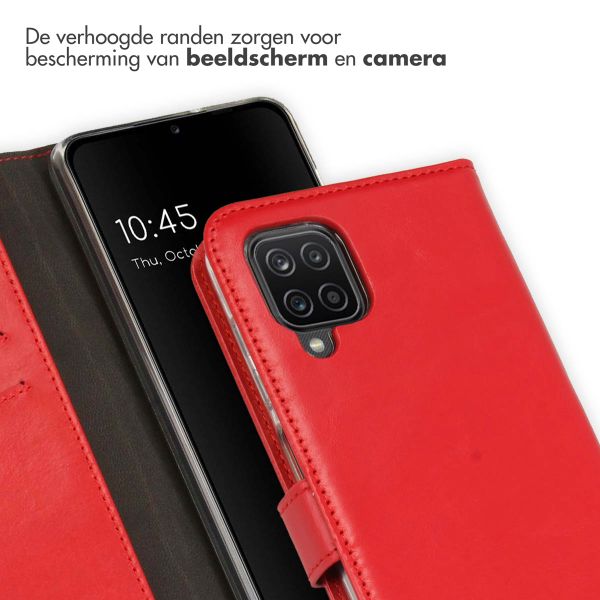 Selencia Echt Lederen Bookcase Samsung Galaxy A12 - Rood