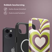 Selencia Vivid Tough Backcover met MagSafe iPhone 13 - Double Hearts Plum Fern