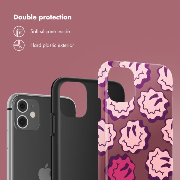 Selencia Vivid Back Cover Apple iPhone 11 - Wavy Smiley Pink