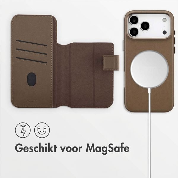 Accezz Leather Bookcase 2-in-1 met MagSafe Apple iPhone 17 Pro Max - Coffee Brown