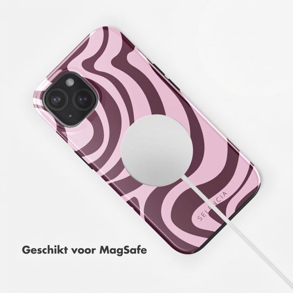 Selencia Vivid Backcover met MagSafe Apple iPhone 15 - Wavy Swirl Pink Plum