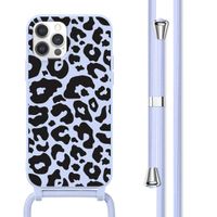 imoshion Siliconen design hoesje met koord iPhone 12 (Pro) - Animal Lila