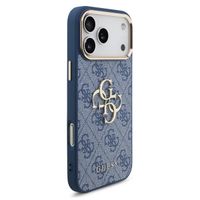 Guess 4G Metal Logo Backcover Apple iPhone 17 Pro - Gold Edge - Blue