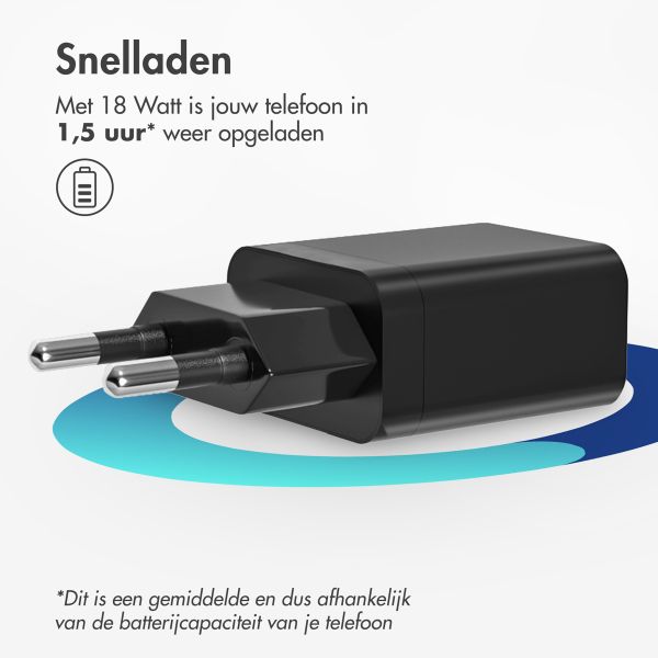 imoshion Wall Charger 18 Watt | USB-A - Zwart - Samsung Galaxy S10