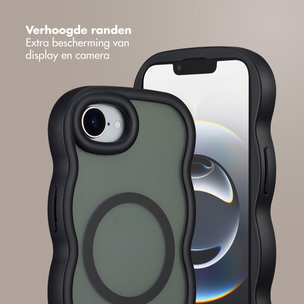Selencia Wavy Backcover met MagSafe Apple iPhone 16e - Zwart