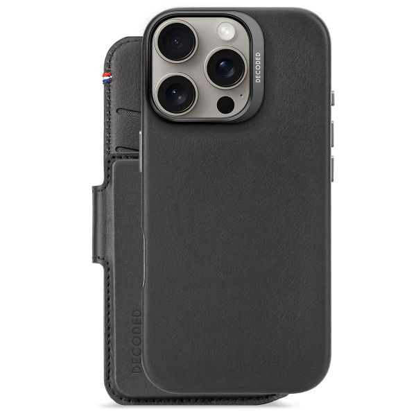 Decoded 2 in 1 Leather Detachable Wallet MagSafe Apple iPhone 16 Pro - Zwart