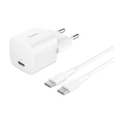 Belkin BoostCharge Compacte USB-C oplader 25W met USB-C naar USB-C kabel - 1 meter - Wit