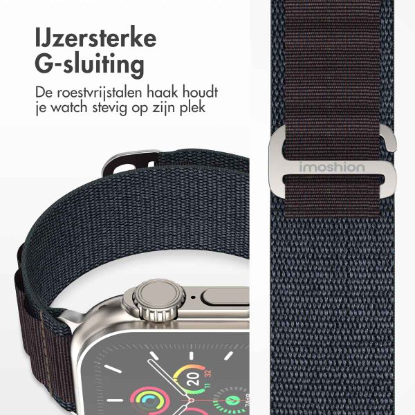 imoshion Nylon Alpine bandje Apple Watch Series 1 t/m 9 / SE (38/40/41 mm) | Series 10 / 11 (42 mm) - Indigo