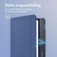 imoshion Canvas Sleepcover Bookcase met stand Kobo Libra H2O - Donkerblauw