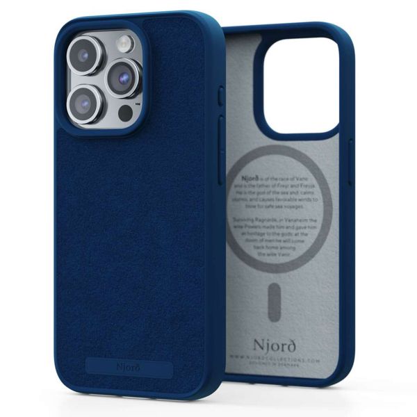 Njorð Collections Suède Comfort+ Case MagSafe iPhone 15 Pro - Blue