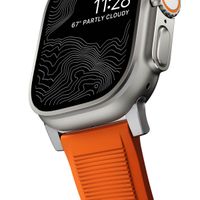 Nomad Rugged band FKM Apple Watch Series 1 t/m 11 / SE / Ultra (44/45/46/49 mm) - Zilver / Oranje