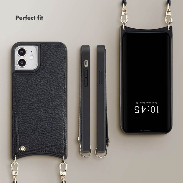 Selencia Nova Phone Case with Cord and Card Holder Apple iPhone 12 (Pro) - Black