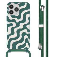 imoshion Siliconen design hoesje met koord Apple iPhone 14 Pro Max - Petrol Green Groovy