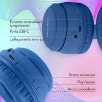 imoshion Draadloze Kinderkoptelefoon LED Light - Decibelbegrenzer - Met AUX kabel - Cobalt Blue