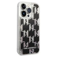 Karl Lagerfeld Liquid Glitter Backcover Monogram iPhone 14 Pro - Zwart