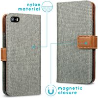 imoshion Luxe Canvas Bookcase Apple iPhone SE / 5 / 5s - Grijs