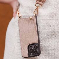 Dutchies Backcover met pashouder Apple iPhone 14 Pro - Telefoonkoord niet inbegrepen - Beige