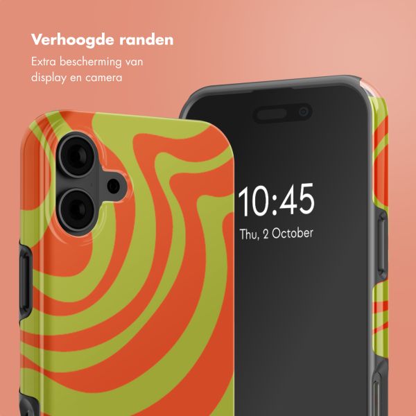 Selencia Vivid Backcover met MagSafe Apple iPhone 16 - Wavy Swirl Orange Fern