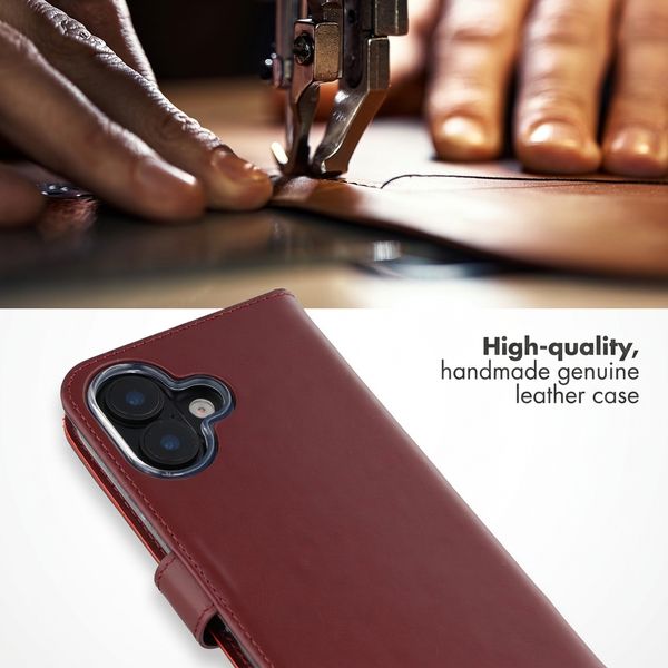 Selencia Genuine Leather Book Case Apple iPhone 16 - Burgundy