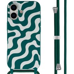 imoshion Siliconen design hoesje met koord Apple iPhone 17 - Petrol Green Groovy