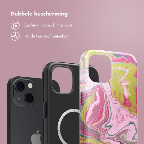 Selencia Vivid Tough Backcover met MagSafe iPhone 13 - Marble Pink