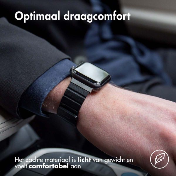 imoshion Magnetisch lederen bandje Apple Watch Series 1 t/m 9 / SE (38/40/41 mm) | Series 10 / 11 (42 mm) - Zwart