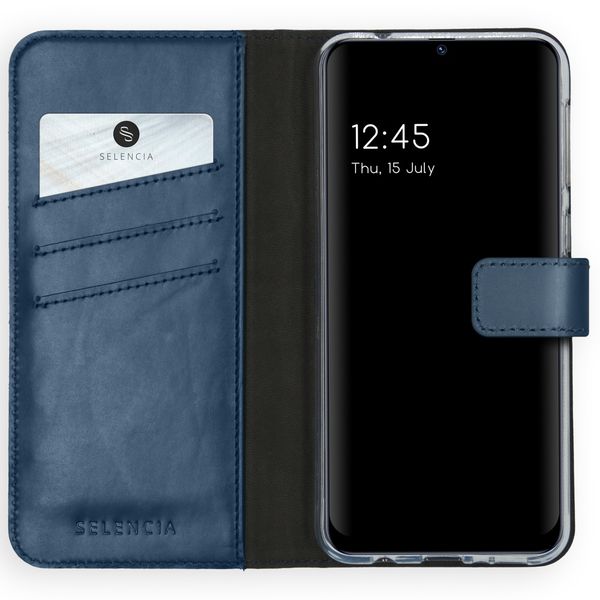 Selencia Echt Lederen Bookcase Samsung Galaxy M31 - Blauw