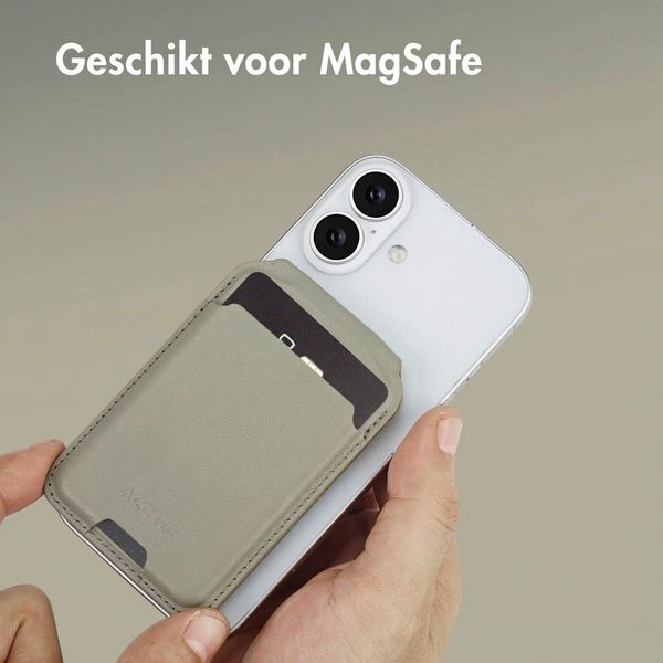 Accezz Leren Wallet met standaard - Geschikt voor MagSafe en Qi2 - Light Grey