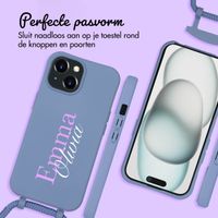 Gepersonaliseerd Color Backcover MagSafe met afneembaar koord en naam  iPhone 15 - Ash Blue