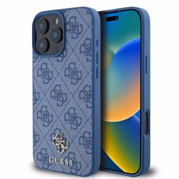 Guess 4G Metal Logo Backcover MagSafe Apple iPhone 16 Pro - Blauw