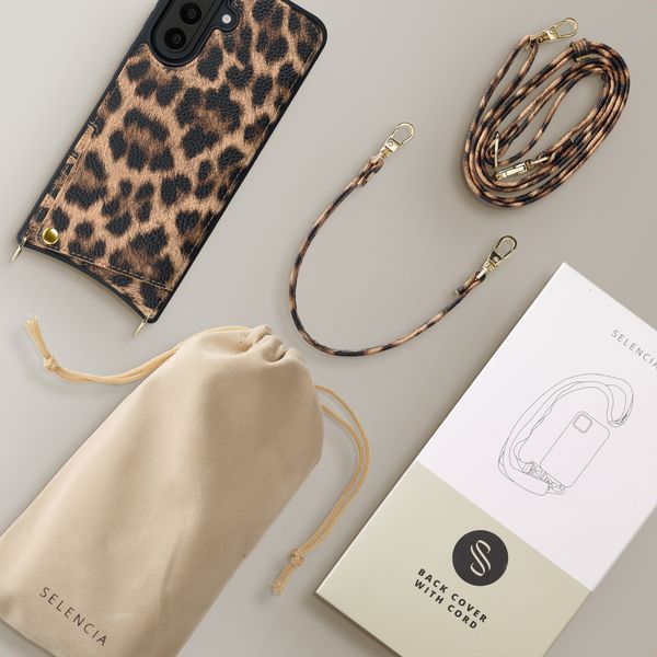 Selencia Nova Telefoonhoes met Koord en Pashouder Samsung Galaxy A57 (5G) - Leopard