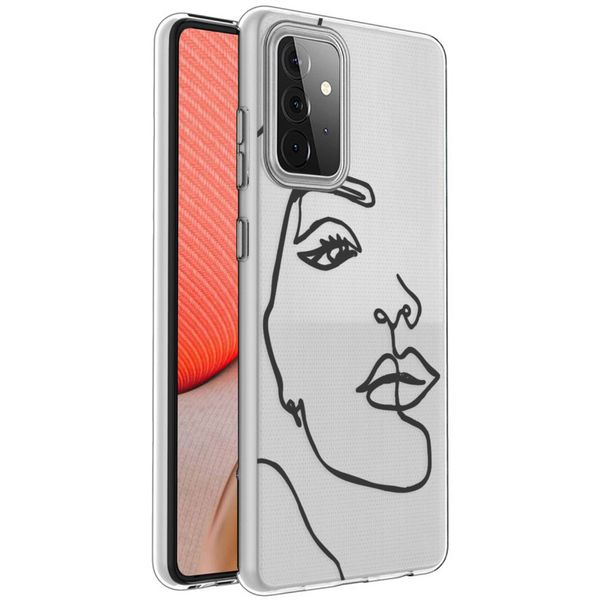 imoshion Design hoesje Samsung Galaxy A72 - Abstract Gezicht - Zwart